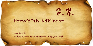 Horváth Nándor névjegykártya